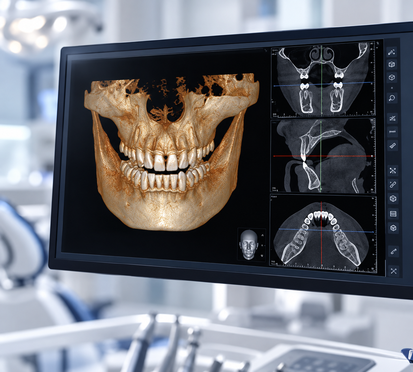3D CT 영상이 떠 있는 모니터